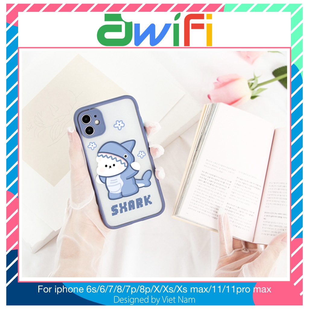 Ốp lưng iphone nhám gấu shark 5/5s/6/6plus/6s/6splus/7/7plus/8/8plus/x/xr/xs/11/12/pro/max/plus/promax - Awifi Case U5-1