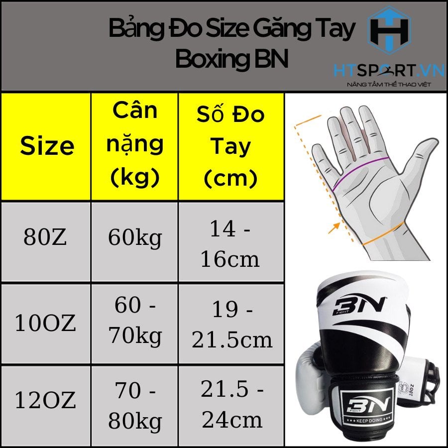 Găng Tay Boxing, Bao Tay Đấm Bốc Quyền Anh MMA BN Cao Cấp Đủ Màu Đủ Size Chính Hãng BNSPORT