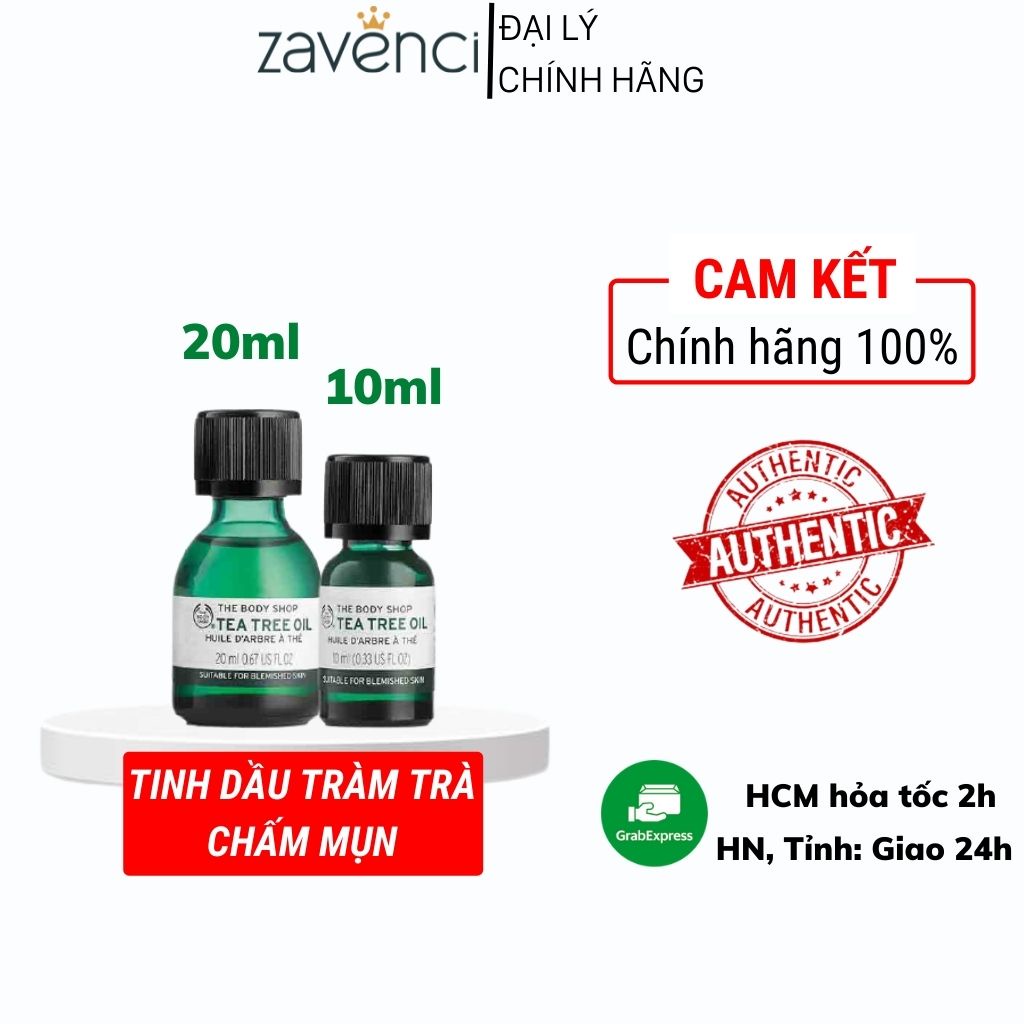 Tinh dầu tràm trà THE BODY SHOP Tea Tree Oil Làm Xẹp Mụn Giảm Viêm Hiệu Quả Sau 1 Đêm (10ml)