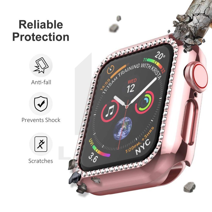 Ốp lưng kim cương mới cho Apple Watch Cover Case 38 vỏ bảo vệ toàn diện 38 40 mm cho iWatch Series 6 5 4 3 2 42 44 mm