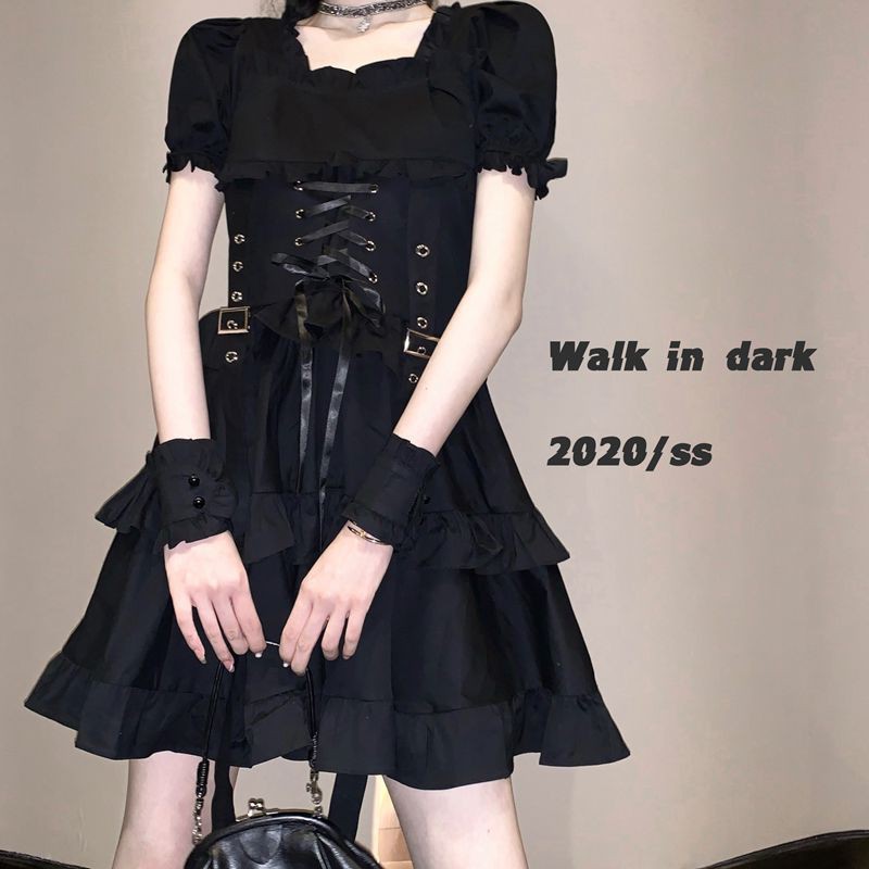 [Có Ảnh Thật - Order Hàng Loại 1] (L2) Váy đầm Gothic Lolita đan nơ ôm dáng phong cách Hàn Quốc loại đẹp