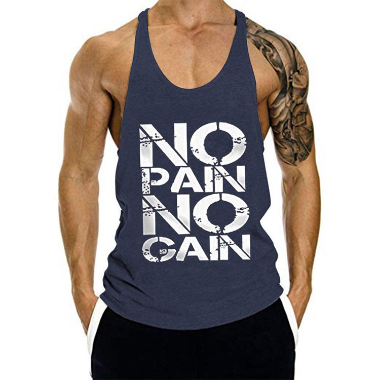 Áo Tập Gym Nam No Pain No Gain - Áo Tập Gym 3 Lỗ Vải Cotton cao cấp 🎽 *