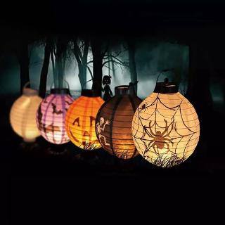 Halloween Led Lantern Glowing Folding Lamp DIY Decoration Props Spider Bat Pumpkin Spider Skull Portable Lantern