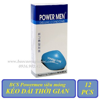 Bao cao su siêu mỏng Powermen Viagra Type kéo dài thời gian 12pcs