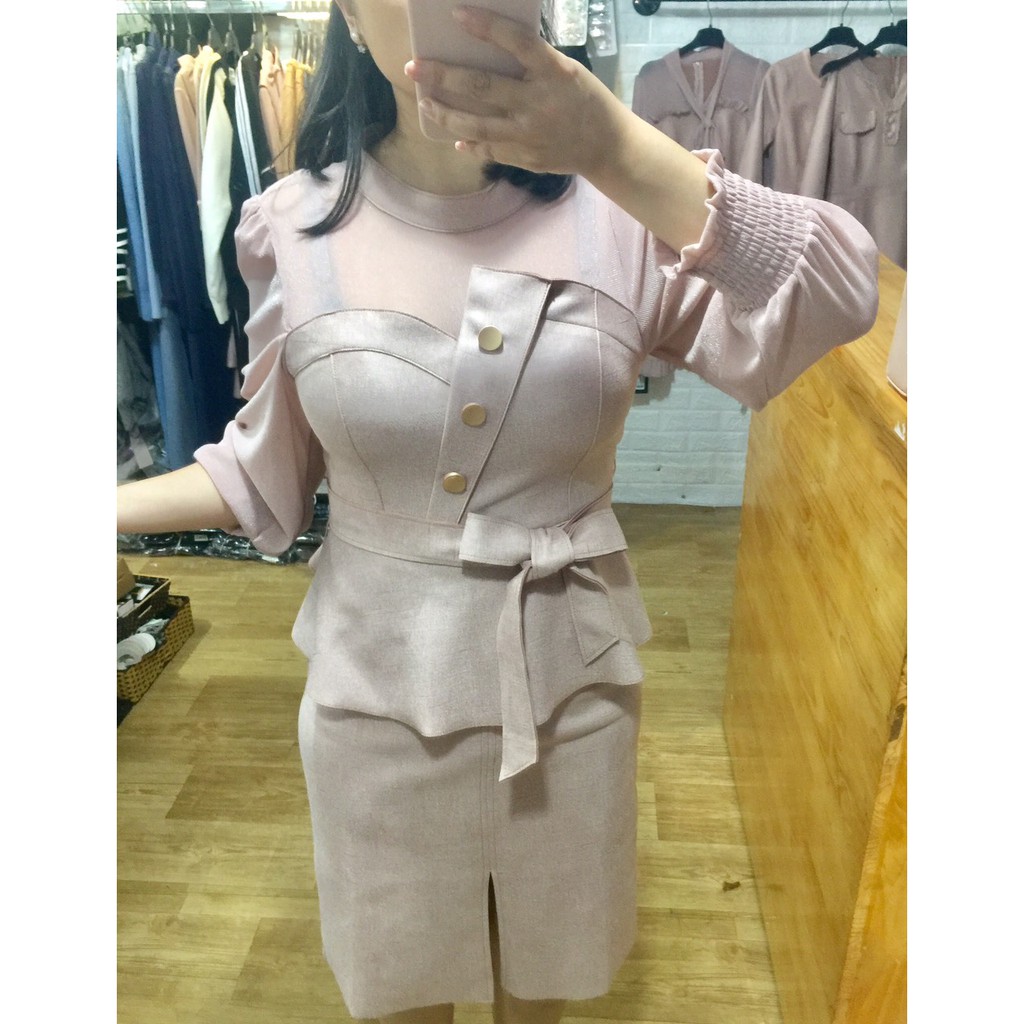 ẢNH THẬT - VÁY THIẾT KẾ 2 CHI TIẾT ÁO VOAN PEPLUM CHÂN ZIP A CAO CẤP (Cam kết hài lòng 100%)