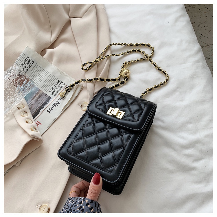 Túi đeo chéo kiêm ví đựng điện thoại nữ ô trám hai ngăn BAG U CLT105