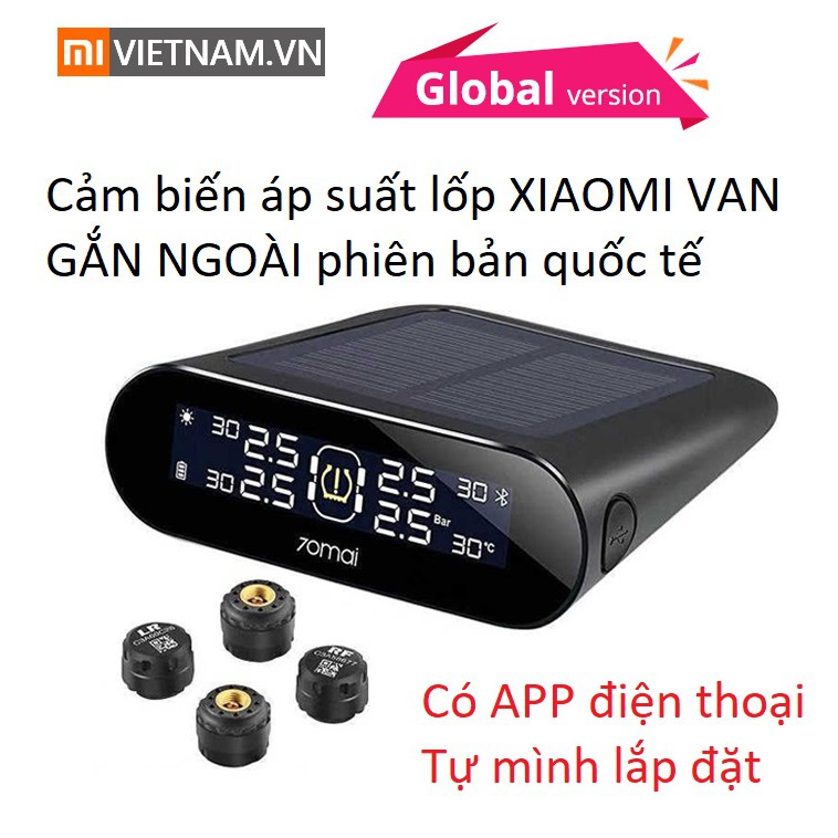 Cảm biến áp suất lốp và nhiệt độ Xaomi van gắn NGOÀI tpms 70mai Midrive T02