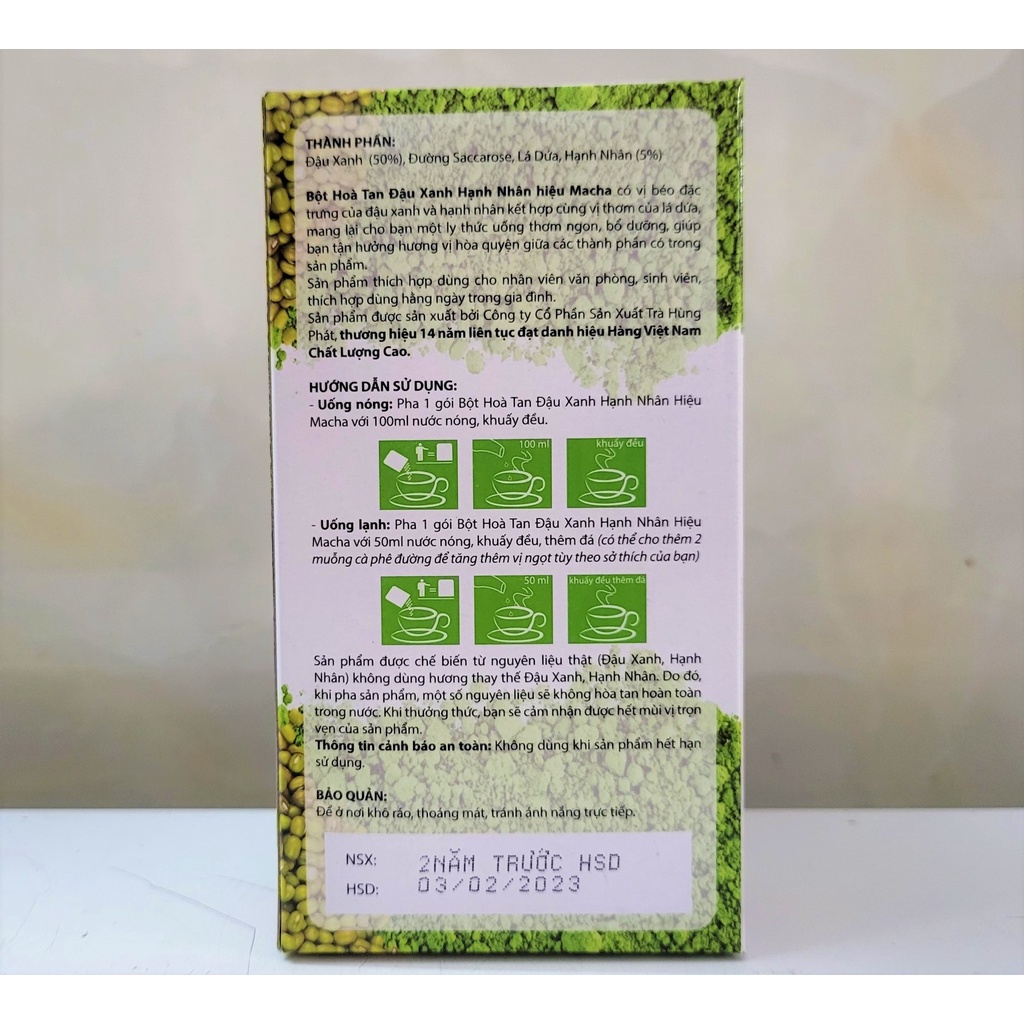[Hộp 340g] BỘT HÒA TAN ĐẬU XANH HẠNH NHÂN [VN] HÙNG PHÁT Almonds Green Bean Powder
