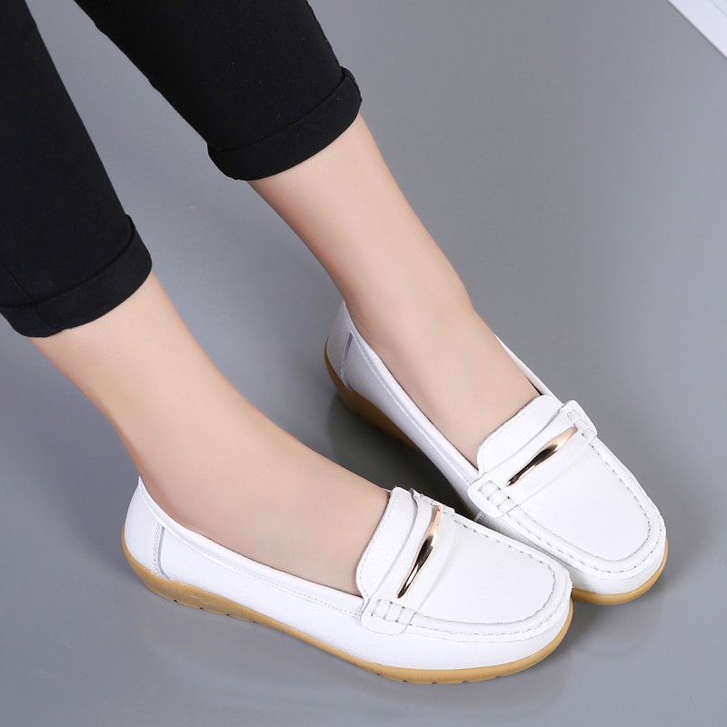 【bán như tôm tươi】Giày thủ công nữ làm bằng da bò thời trang Giày lười giày bệt bơm giày nữ đi làm trí tuệ và thanh lịch | BigBuy360 - bigbuy360.vn