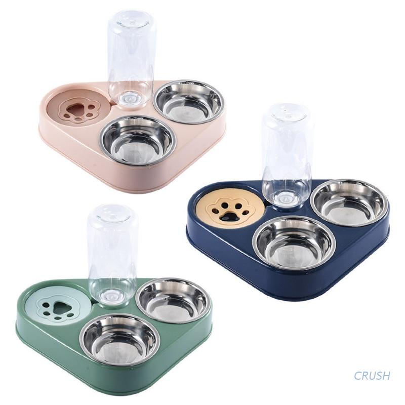 Set tô đựng thức ăn nước uống bảo vệ cổ chai nước tự động cho thú cưng