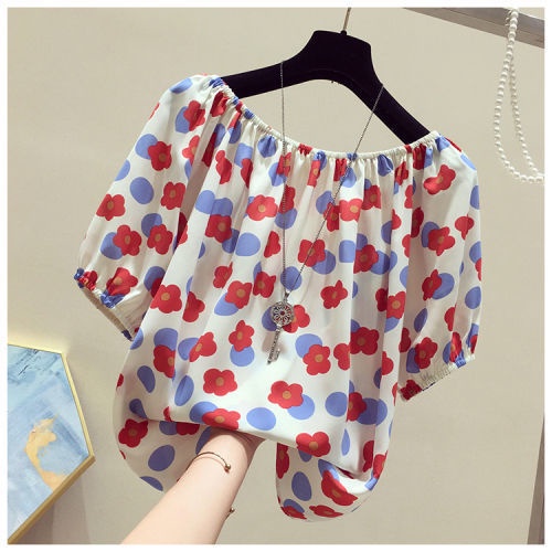 Áo Chiffon Ngắn Tay Trễ Vai Họa Tiết Hoa Thời Trang Mùa Hè Dành Cho Nữ