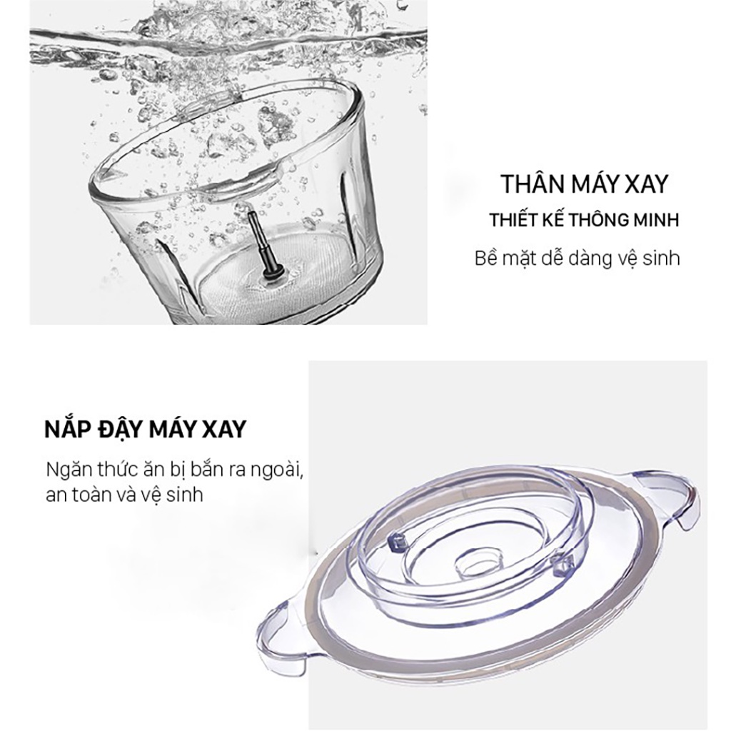 Máy Xay Thịt 4 Lưỡi – Cối Inox - Dung Tích 2 Lít - Công Suất 300W - Máy xay thịt, xay tỏi ới, xay rau củ quả