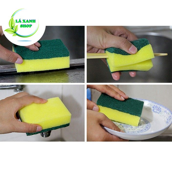 Miếng Rửa Bát Đĩa Chén Kiêm Cọ Xoong Nồi 2 In 1 (Nhiều Màu)