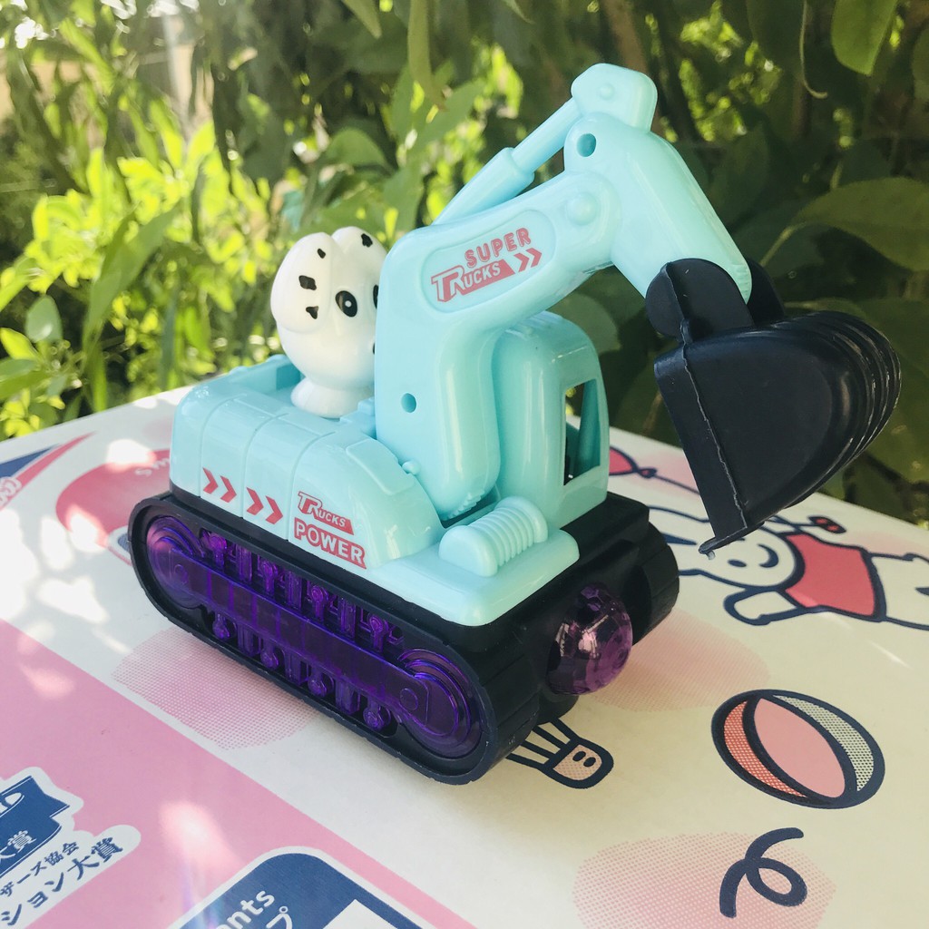 Xe máy xúc có nhạc và đèn cún trắng đáng yêu cho bé