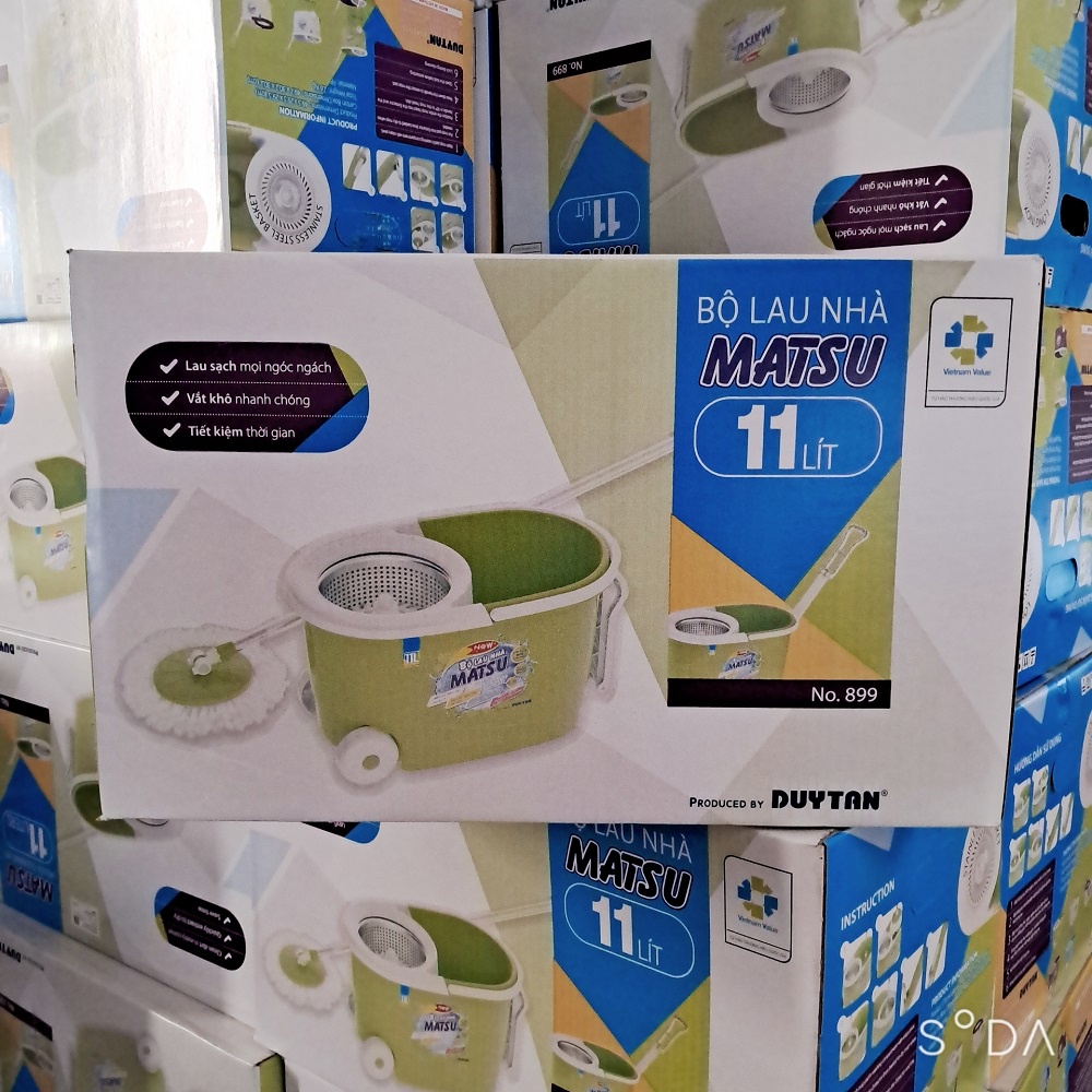 Bộ Cây Lau Nhà Và Thùng Vắt  Duy Tân 10 lít / 11 lít 360 Độ Có Bánh Xe Bằng Nhựa Cao Cấp