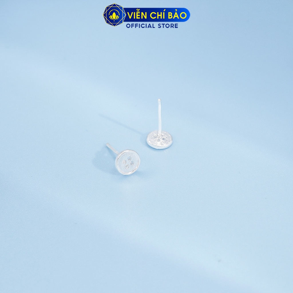 Bông tai bạc nữ hình cúc áo chất liệu bạc 925 thời trang phụ kiện trang sức nữ thương hiệu Viễn Chí Bảo E084