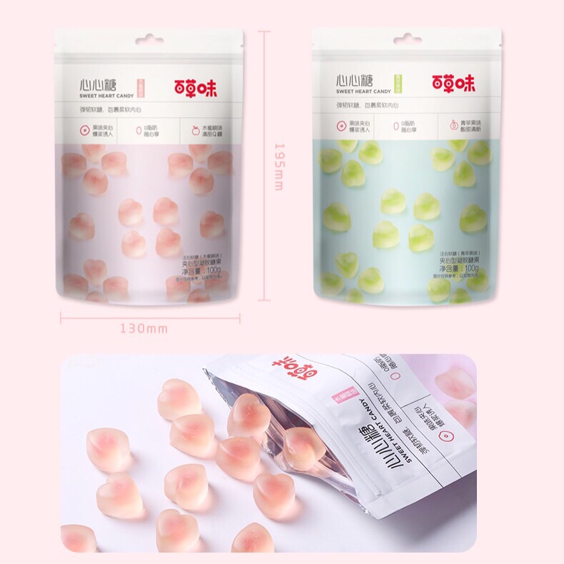 Kẹo dẻo trái cây nhân chảy vị đào, táo xanh cực thơm Bách Thảo Vị