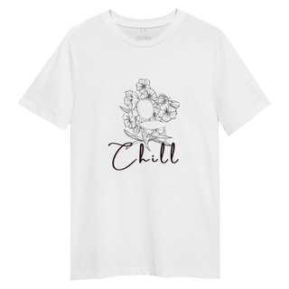 Áo thun tay ngắn nam nữ Unisex trắng Chill
