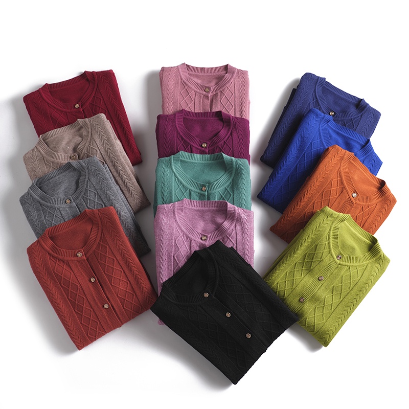 Áo len cổ tròn trung niên cài cúc trơn Quảng Châu (BST Thu 2021) | BigBuy360 - bigbuy360.vn