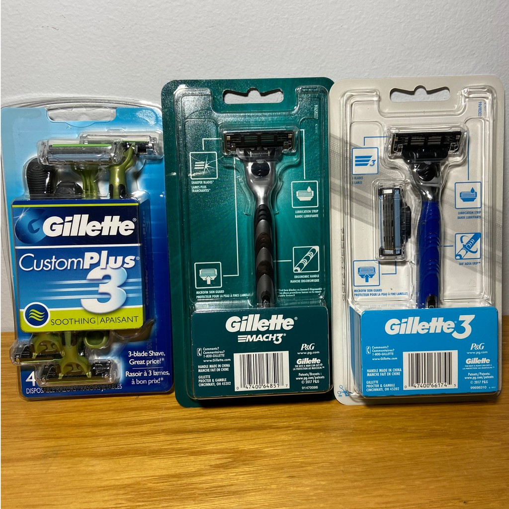Dao cạo râu Gillette Mach3 Và Custom Plus 3 lưỡi của Mỹ