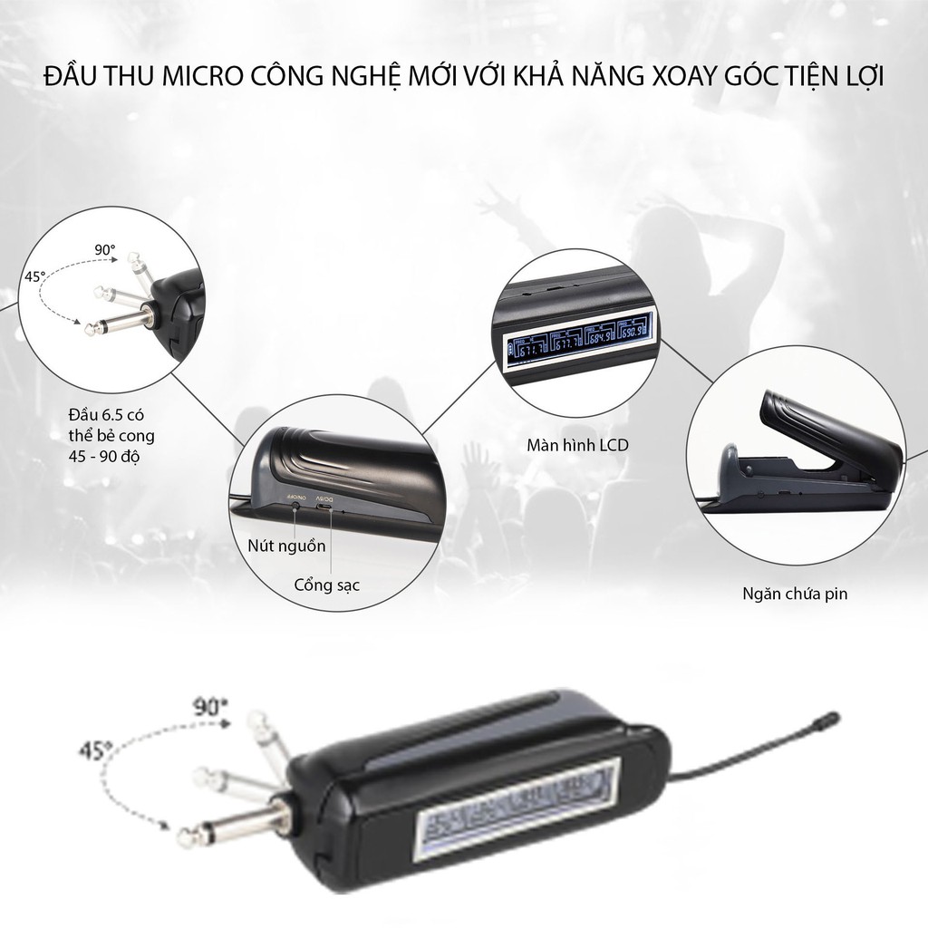 Micro karaoke không dây cao cấp JSJ PRO15 bộ 4 cây tích hợp màn hình led công nghệ giảm tiếng ồn thông minh