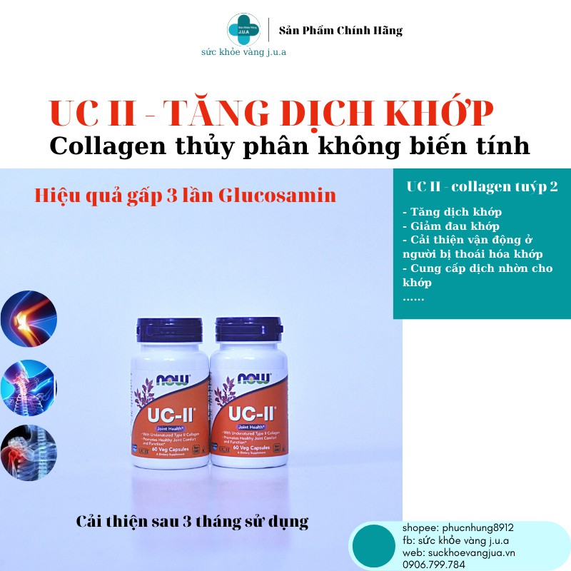 UC II lọ 60 -120 viên - Collagen type 2 - Tăng Dịch Khớp