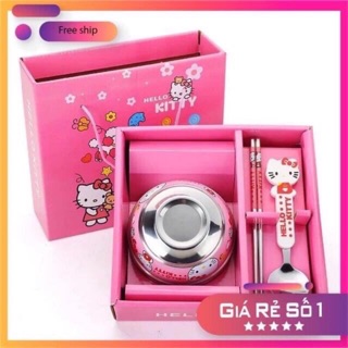 (Hộp quà cho bé)set chén muỗng đũa hoạt hình