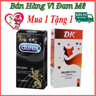 [Mua 1 Tặng 1] Bao Cao Su DUREX KING TEX -Hộp 12 BAO TẶNG Hộp BCS DK 10 Bao