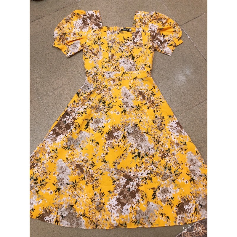 [Hình + Video Thật] Váy Hoa Xoè Cổ Vuông Chất Lụa Hàn Siêu Mát, Đầm Xoè Dự Tiệc Tôn Dáng 40-70kg | BigBuy360 - bigbuy360.vn