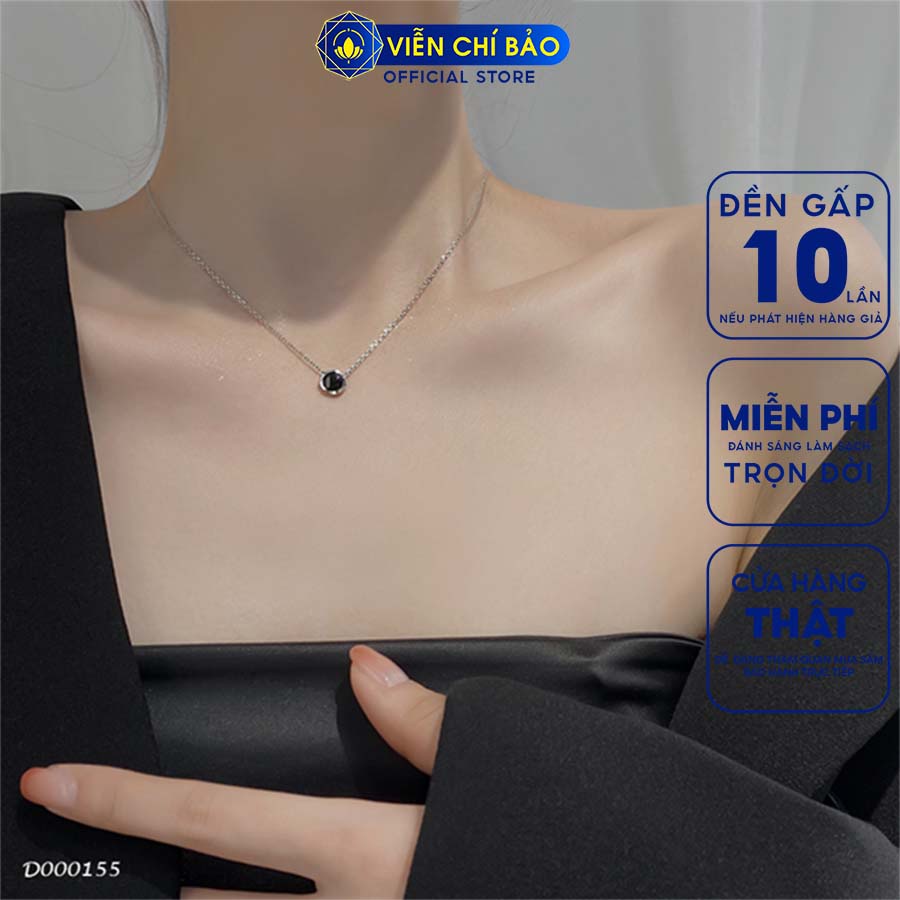 Dây chuyền bạc nữ đá đen đơn giản chất liệu bạc 925 thời trang phụ kiện trang sức nữ Viễn Chí Bảo D000155
