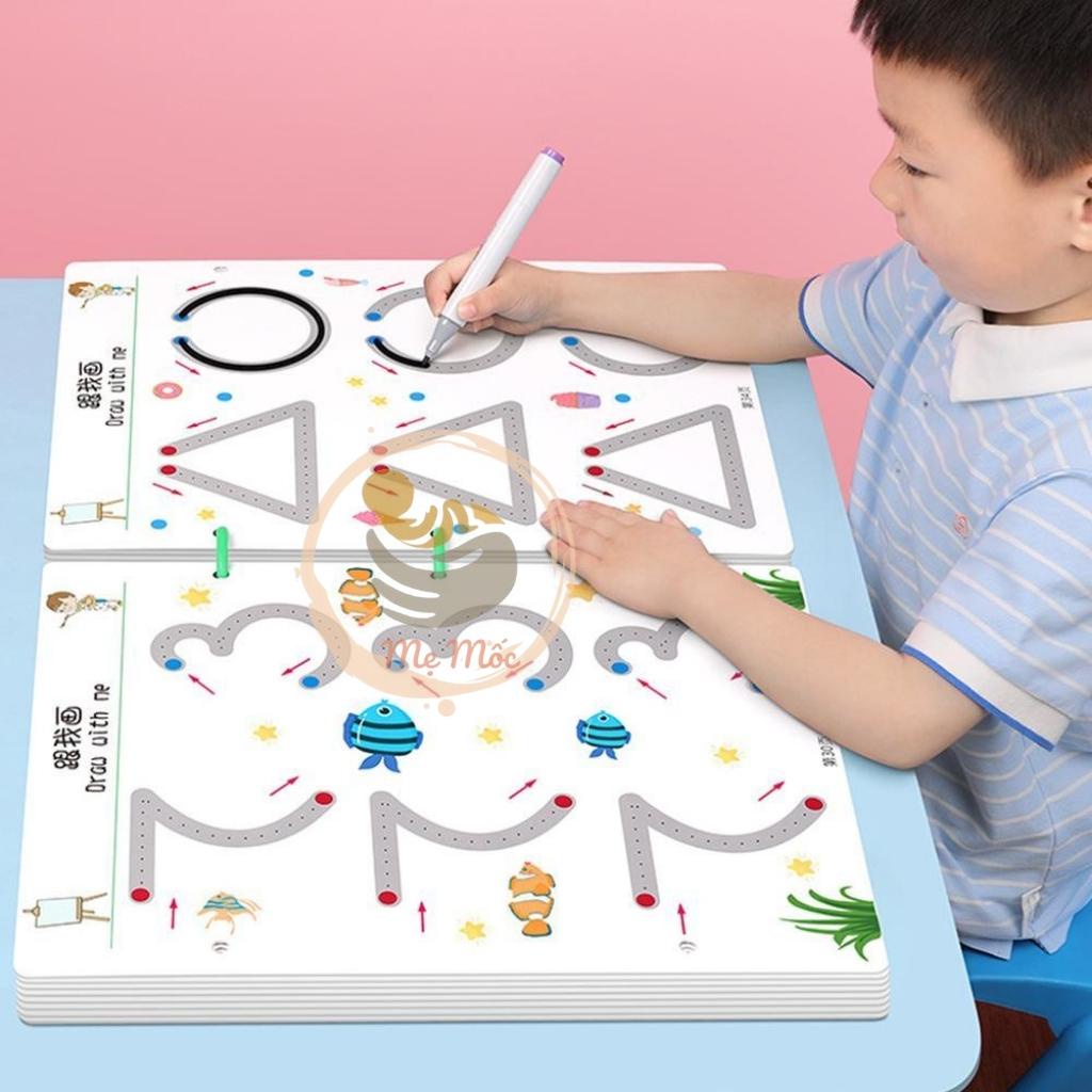 Đồ Chơi Giáo Dục Montessori Cho Bé Tập Viết Mẹ Mốc Shop Tập Tô Vẽ Thông Minh Xóa Được Tặng Kèm 6 Bút Đa Năng