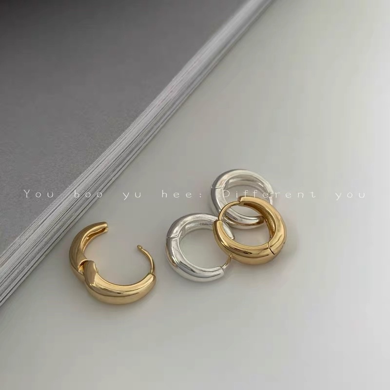 Khuyên tai bạc tròn không gỉ unisex nam nữ CHILLEE KT