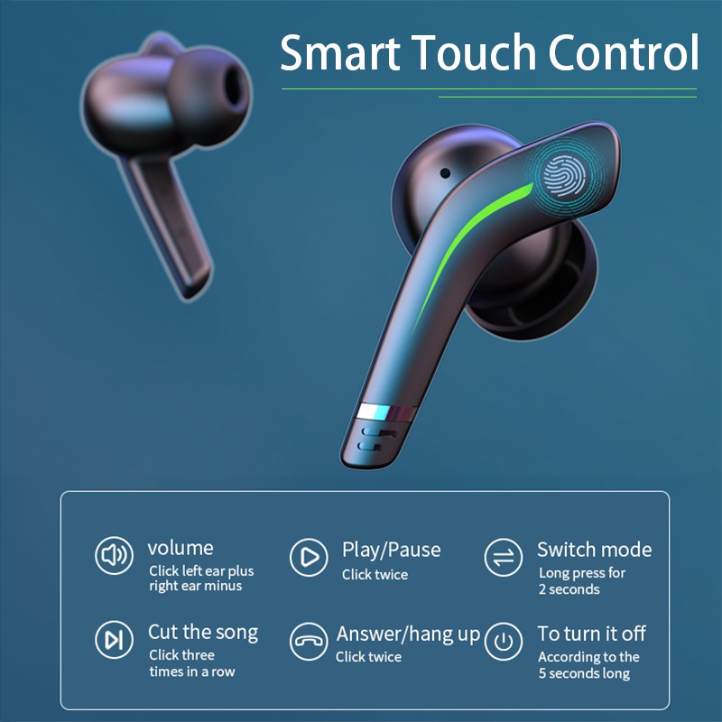 Tecsire Tai nghe chơi game không dây Bluetooth 5.0 chế độ kép độ trễ thấp âm thanh nổi có đèn nền micrô