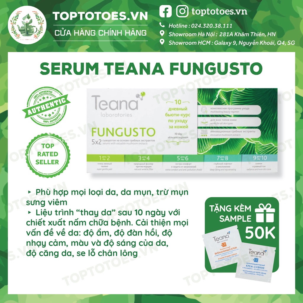 Serum Teana Fungusto 20ml chứa chiết xuất nấm men cải thiện da