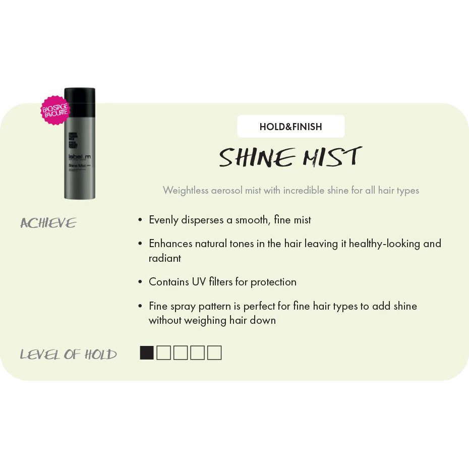 Xịt siêu nhẹ tăng độ bóng mượt mềm mại cho tóc Label.m Shine Mist 200ml