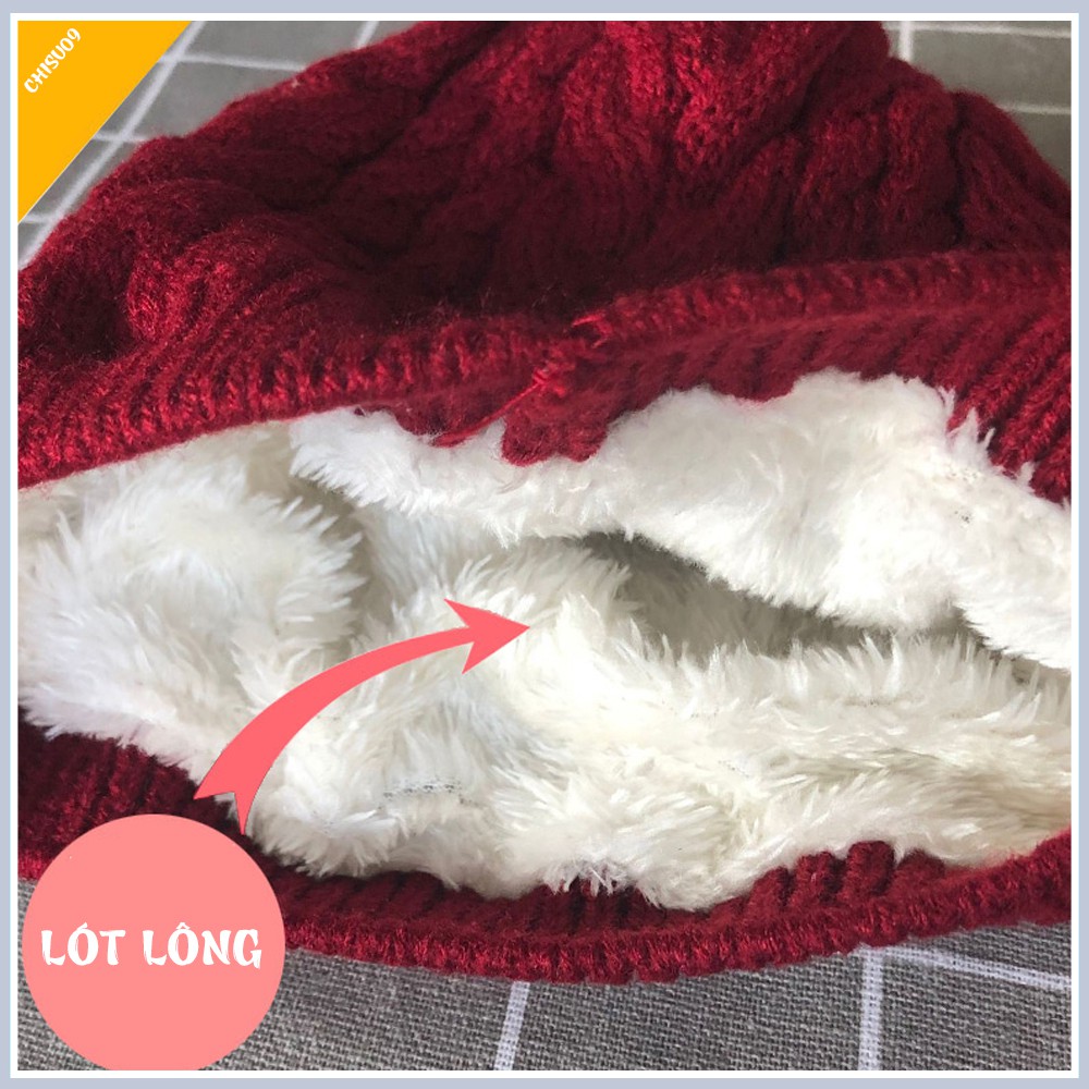 Mũ len tai mèo kèm khăn lót lông 2 lớp dày dặn, giữ ấm cho bé 1-2 tuổi