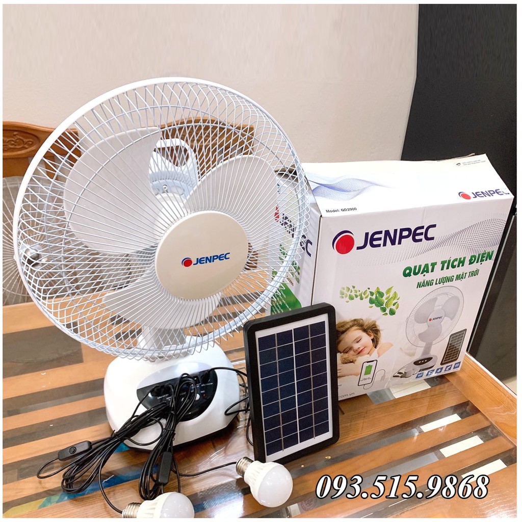 Quạt Sạc Tích Điện Năng Lượng Mặt Trời Hoặc Sạc Điện 220V - Có Đèn LED & USB | BigBuy360 - bigbuy360.vn