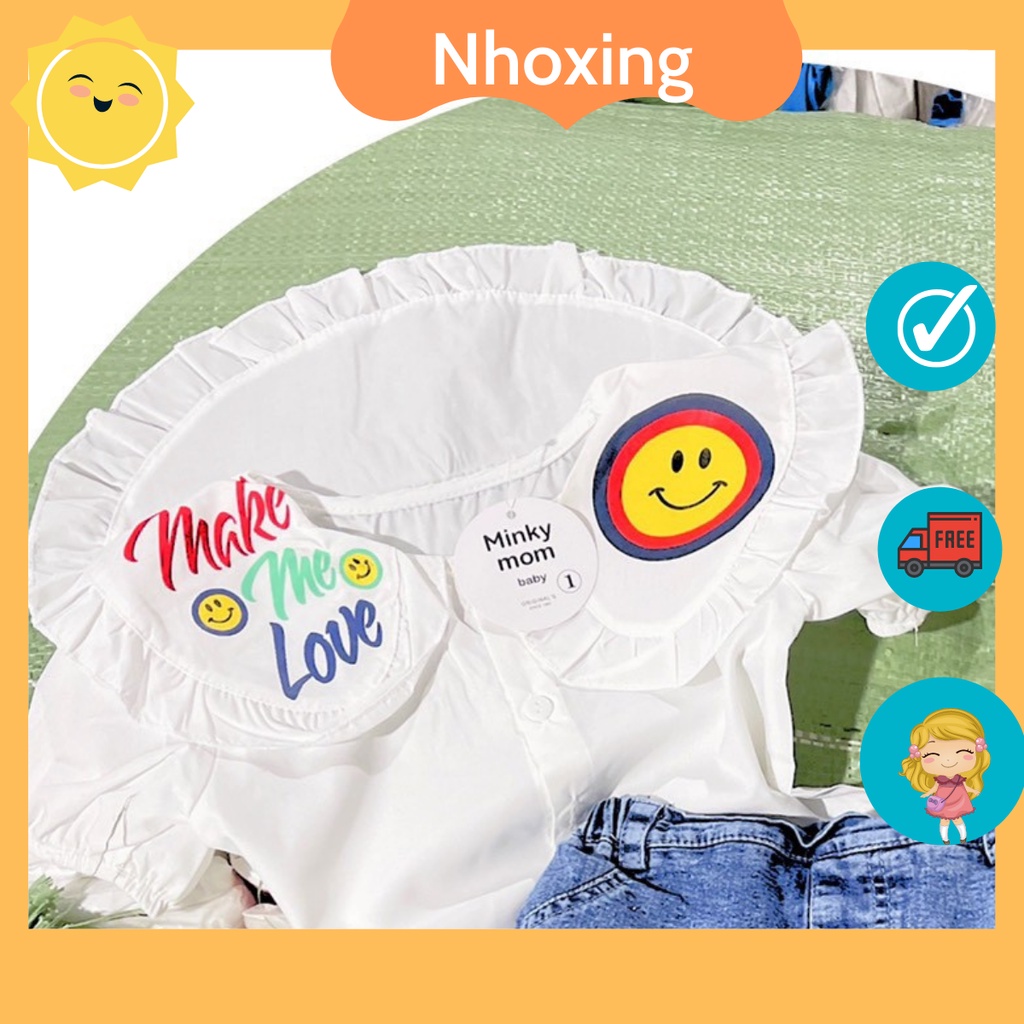 Sét áo sơ mi và chân váy jean cho bé gái size 8-24kg