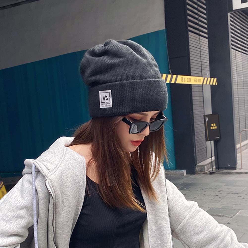 Mũ len dệt kim giữ ấm màu đông thời trang cho nam và nữ