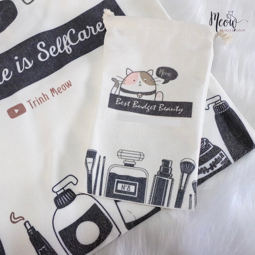 [HB Gift- Sản phẩm mua kèm] - Túi vải dây rút dựng mỹ phẩm Meow Beauty Shop