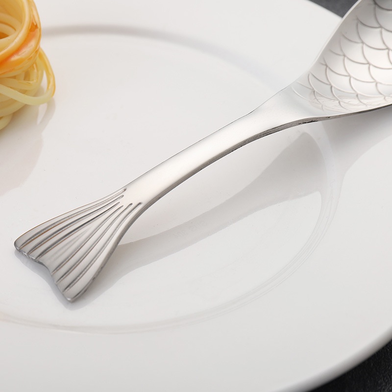 Muỗng Thép Không Gỉ 304 Hình Cá Hoạt Hình Sáng Tạo Thân Thiện Với Môi Trường