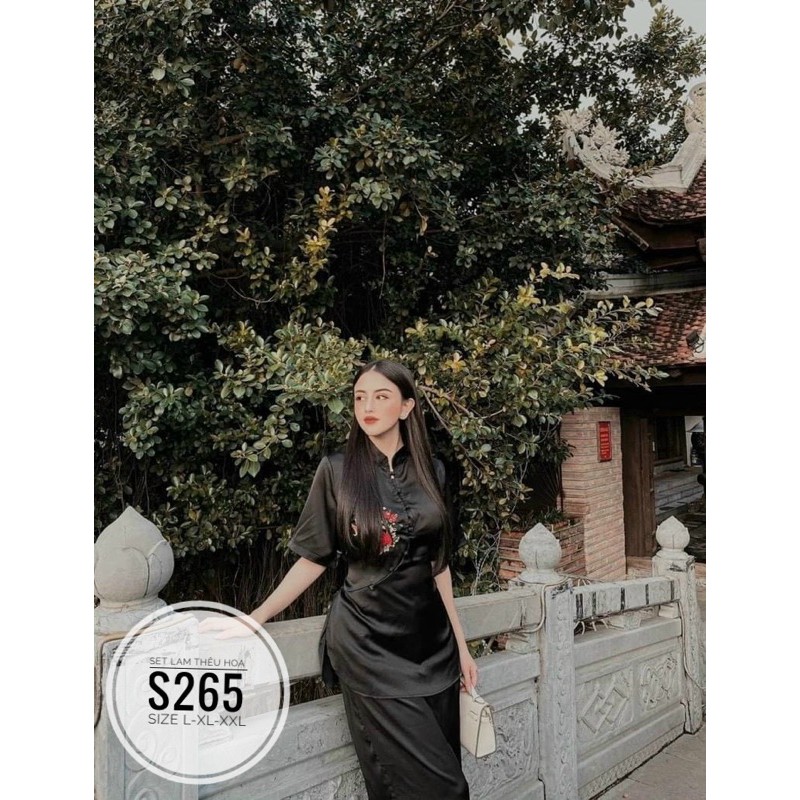 BIGSIZE Set lam thêu hoa S265