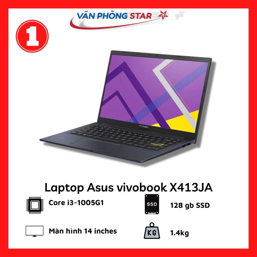 Laptop Asus vivobook X413JA211VBWB/ core i31005G1Ram 4Gb/SSD128Gb/Màn 14&quot;