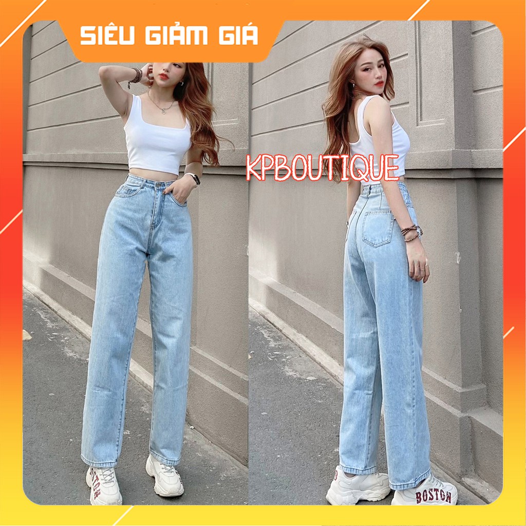 Quần jean nữ ống rộng Kpboutique mã B2-158N màu xanh bạc rất đẹp