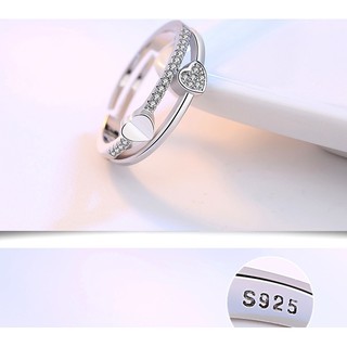 Nhẫn Bạc nữ đính đá trái tim đôi DanKo153