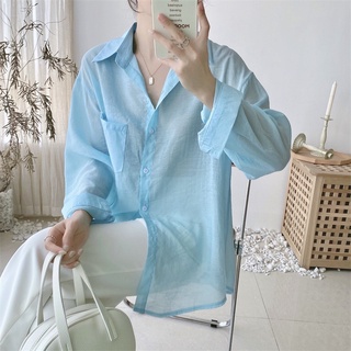 (Order) Áo sơ mi mỏng màu pastel Hàn Quốc