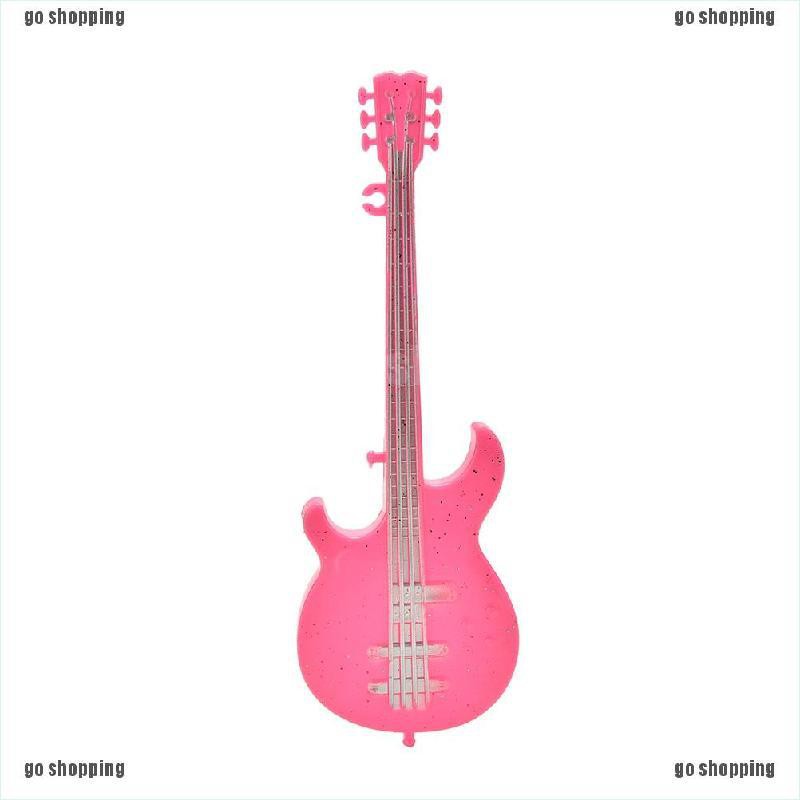 {go shopping}1 Pcs Creative Fashion Cool Pink Guitar for Barbies Dolls