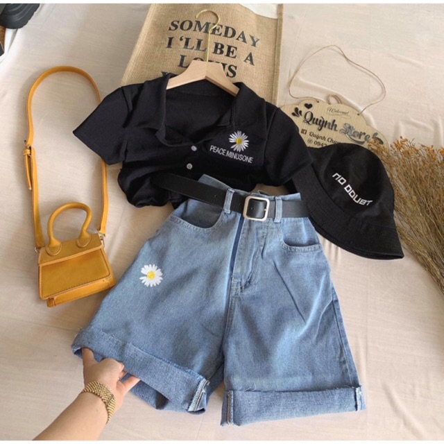 🌟Quần Ngố + Crop Bông Cúc