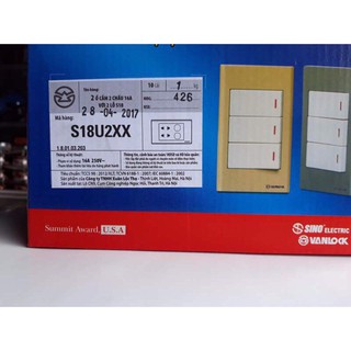 Mặt 2 ổ cắm 2 công tăc sino vanlock