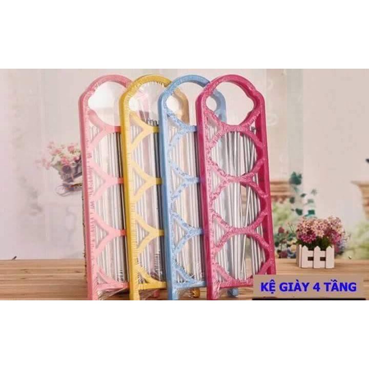 Kệ Giày 4 Tầng Khung Nhôm, Giá để giày khung inox